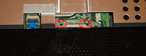 The 1005ha keyboard connector has been removed